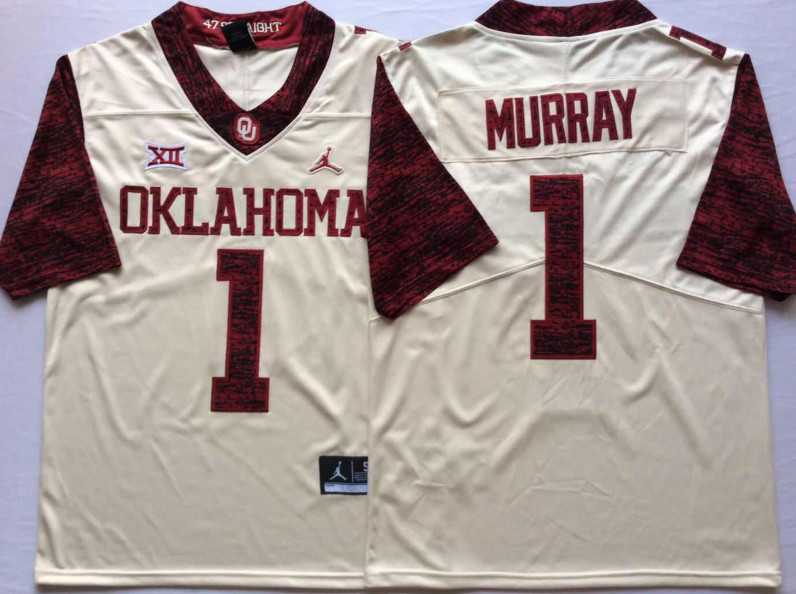 Oklahoma Sooners #1 Kyler Murray White 47 Game Winning Streak College Football Jersey